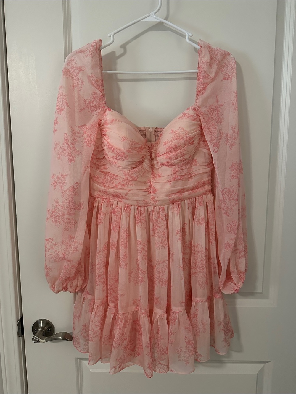 Pink Floral Chiffon Babydoll Dress